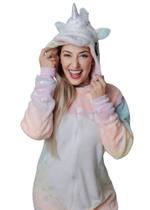 Macacão kigurumi adulto feminino soft fleece unicornio