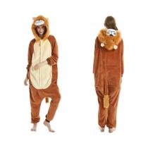 Macacão Kigurumi Com Capuz Para Adultos plus Size, Pijamas Com Zíper De Animais Como Leão, Panda,