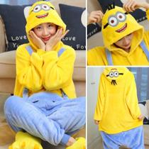 Macacão Kigurumi Minions Pijama Macacão Quente - Adulto E Infantil