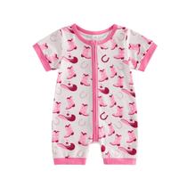 Macacão Lefyira Western Baby Girl com estampa de cavalo de 0 a 3 meses rosa Macacão Lefyira Western Baby Girl com estampa de cavalo de 0 a 3 meses rosa