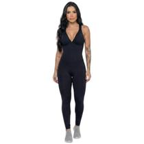 Macacão Liso Longo Com Bojo Vekyo Roupa para Academia Treino Suplex Moda Fitness Feminina Tamanho:GGCor:PretoGênero:Mu