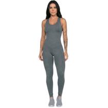 Macacão Liso Sem Bojo Vekyo Suplex Roupa para Academia Treino Moda Fitness Musculação Tamanho:PCor:CinzaGênero:Feminin