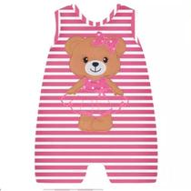 Macacão Listrado com Bordado de Ursinha - Kyly