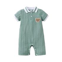 Macacão Listrado Para Bebê Menino Com Estampa De Urso, Macacão De Verão Para Meninos De 1 a 18 Meses