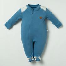 Macacão Longo Bebê com Zíper Liso Menino Azul Espacial -Hug Tamanho:PCor:Azul
