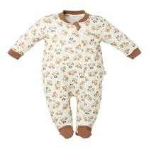 Macacão Longo Bebê com Zíper Menino Estampado Doguinhos -Hug