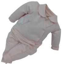 Macacão Longo Bebê Menina Bordado Letut Linha Paraiso 12760