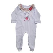 Macacão Longo Bebê Menina com pé - Baby Blue Macacão Longo Bebê Menina com pé - Baby Blue