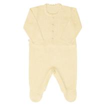Macacão Longo Bebê Menina em Tricot Amarelo Fofinho