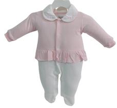 Macacão Longo Bebê Menina Enxoval Chuquinha Bordado Ref 2837 Macacão Longo Bebê Menina Enxoval Chuquinha Bordado Ref 2837