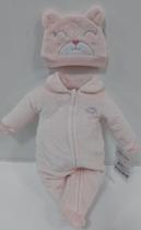 Macacão Longo Bebê Menina Inverno + Touca Paraiso Ref 13135