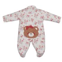 Macacão Longo Bebê Menina Suedine Floral Vermelho Upi Uli Macacão Longo Bebê Menina Suedine Floral Vermelho Upi Uli