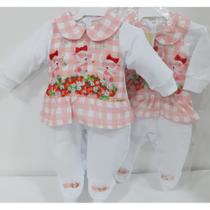 Macacao Longo Bebe Menina Suedini Babado Luxo Branco 7343 Macacao Longo Bebe Menina Suedini Babado Luxo Branco 7343