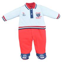 Macacão Longo Bebê Menino Algodão Poliester Liso Upi Uli