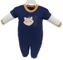 Macacão Longo Bebê Menino Bordado Le Bhua Paraiso Ref 13326