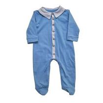 Macacão Longo Bebê Menino com pé - Baby Blue Macacão Longo Bebê Menino com pé - Baby Blue