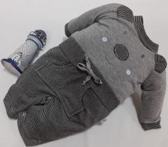 Macacão Longo Bebe Menino Listras Enxoval Malha Luxo 364 Macacão Longo Bebe Menino Listras Enxoval Malha Luxo 364