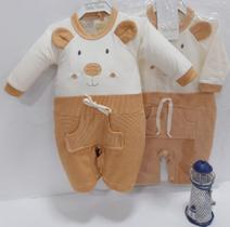 Macacão Longo Bebe Menino Listras Enxoval Malha Luxo 365