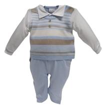 Macacão Longo Bebê Menino Malha Algodão Tricô Paraiso 15343 Macacão Longo Bebê Menino Malha Algodão Tricô Paraiso 15343