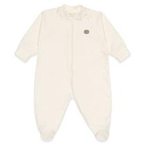 Macacão Longo Bebê Menino Off White Liso Mini & Co Macacão Longo Bebê Menino Off White Liso Mini & Co