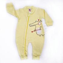 Macacão Longo Bebê Suedine Amarelo Jacaré
