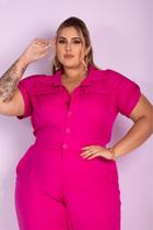 Macacão Longo Brenda Bolso Pink Plus Size