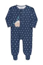 Macacão Longo com Pé Bebê Menino Marinho Preguiça Macacão Longo com Pé Bebê Menino Marinho Preguiça