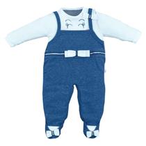 Macacão Longo Com Pézinho Bebê Menino Algodão Liso Upi Uli