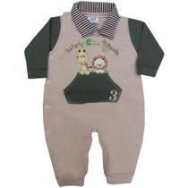Macacão Longo De Bebê Selva Bege e Verde Macacão Longo De Bebê Selva Bege e Verde