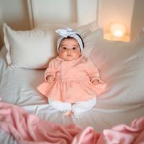 Macacão Longo de Plush para Bebê Eloá Rosê 03 peças