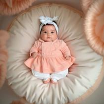 Macacão Longo de Plush para Bebê Eloá Rosê 03 peças