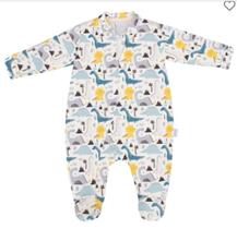 Macacão longo em Cotton Dinossaurs para bebês menino Miniclo.