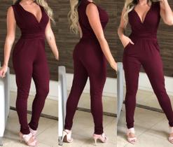 Macacão longo Femenino Marsala TAM M Macacão longo Femenino Marsala TAM M