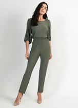 Macacão Longo Feminino Alfaiataria Cinto Punho Bufantes Deco Macacão Longo Feminino Alfaiataria Cinto Punho Bufantes Deco