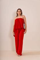 Macacão longo feminino Mabi vermelho Macacão longo feminino Mabi vermelho