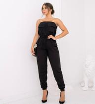 Macacão Longo Feminino sem alça Viscosarja com Bolsos Tamanho Único Macacão Longo Feminino sem alça Viscosarja com Bolsos Tamanho Único