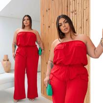 Macacão Longo Feminino Soltinho sem alça Plus Size