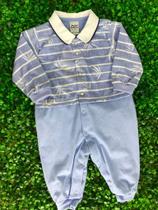 Macacão Longo Infantil Masc Malha Estampa Natural Azul