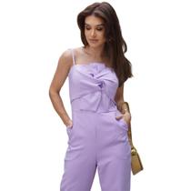 Macacão Longo Lilás Displicent com Torcido Frontal