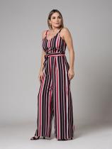 Macacão longo listrado tamanho único P ao GG