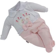 Macacão Longo Luxo Bebê Menina Bordado Chuquinha Baby 88004