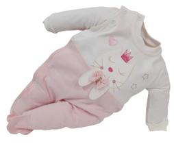 Macacão Longo Luxo Bebê Menina Chuquinha Baby Bordado 88002