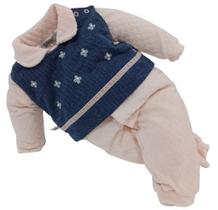 Macacão Longo Luxo Bebê Menina Finta Blusa Zafielo Ref 526