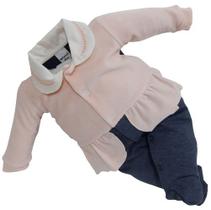 Macacão Longo Luxo Bebê Menina Inverno Plush Moletinho 2791