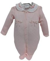 Macacão Longo Luxo Bebê Menina Malha Tricot Paraiso Rf 14520