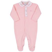 Macacão Longo Luxo Tricot Bebê Menina Bordado Paraiso 14548