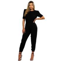 Macacão longo manga princesa preto - majestade modas Macacão longo manga princesa preto - majestade modas