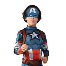 Macacão Longo Marvel Capitão América Fantasia Avengers Tam G Macacão Longo Marvel Capitão América Fantasia Avengers Tam G