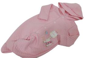 Macacão Longo Matelasse Bebê Menina Bordado C/ Capuz 2210