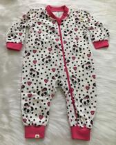 Macacão longo meia malha beje com estampa panda pink Macacão longo meia malha beje com estampa panda pink
